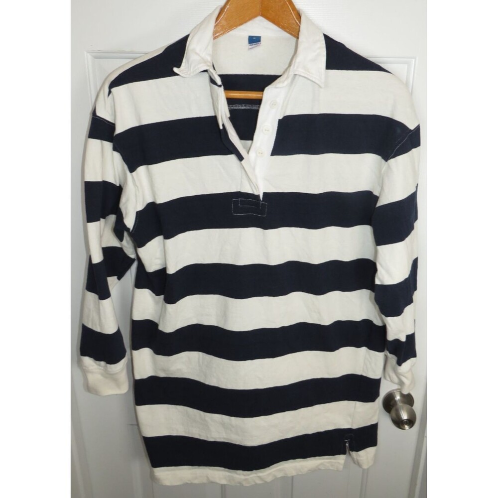 Old Navy Rugby Polo Dress Womens Medium Navy/White Stripes Relaxed Fit
